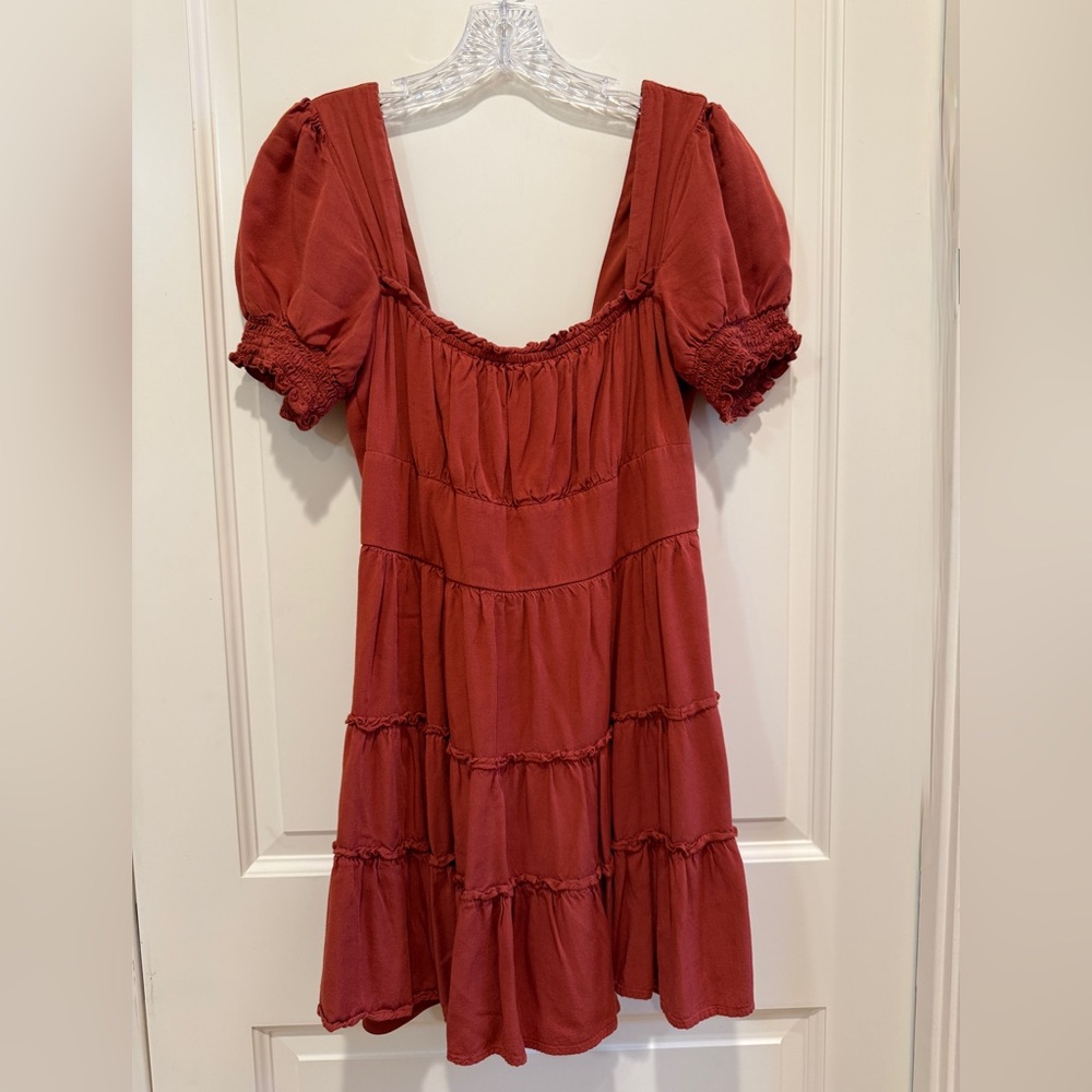 Altar’d State Orange Puff Sleeve Dress